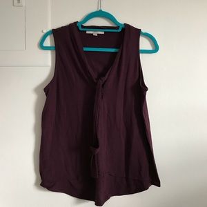 Ann Taylor Loft Purple Tank Blouse with Tie